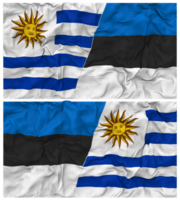 Estonia and Uruguay Half Combined Flags Background with Cloth Bump Texture, Bilateral Relations, Peace and Conflict, 3D Rendering png