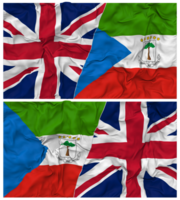 Equatorial Guinea and United Kingdom Half Combined Flags Background with Cloth Bump Texture, Bilateral Relations, Peace and Conflict, 3D Rendering png