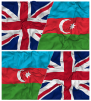 azerbaijan e unito regno metà combinato bandiere sfondo con stoffa urto struttura, bilaterale relazioni, pace e conflitto, 3d interpretazione png