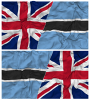 Botswana and United Kingdom Half Combined Flags Background with Cloth Bump Texture, Bilateral Relations, Peace and Conflict, 3D Rendering png