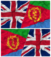 eritrea und vereinigt Königreich Hälfte kombiniert Flaggen Hintergrund mit Stoff stoßen Textur, bilateral Beziehungen, Frieden und Konflikt, 3d Rendern png