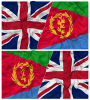 Eritrea and United Kingdom Half Combined Flags Background with Cloth Bump Texture, Bilateral Relations, Peace and Conflict, 3D Rendering png