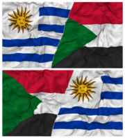 Sudan and Uruguay Half Combined Flags Background with Cloth Bump Texture, Bilateral Relations, Peace and Conflict, 3D Rendering png