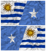 Somalia and Uruguay Half Combined Flags Background with Cloth Bump Texture, Bilateral Relations, Peace and Conflict, 3D Rendering png