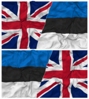 Estonia and United Kingdom Half Combined Flags Background with Cloth Bump Texture, Bilateral Relations, Peace and Conflict, 3D Rendering png