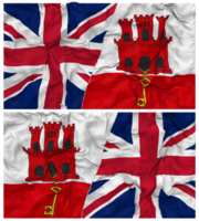 Gibraltar and United Kingdom Half Combined Flags Background with Cloth Bump Texture, Bilateral Relations, Peace and Conflict, 3D Rendering png