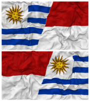Monaco and Uruguay Half Combined Flags Background with Cloth Bump Texture, Bilateral Relations, Peace and Conflict, 3D Rendering png