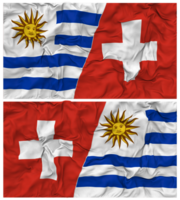 Switzerland and Uruguay Half Combined Flags Background with Cloth Bump Texture, Bilateral Relations, Peace and Conflict, 3D Rendering png