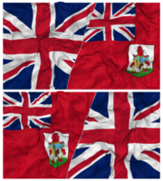 Bermuda and United Kingdom Half Combined Flags Background with Cloth Bump Texture, Bilateral Relations, Peace and Conflict, 3D Rendering png