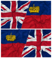 Liechtenstein and United Kingdom Half Combined Flags Background with Cloth Bump Texture, Bilateral Relations, Peace and Conflict, 3D Rendering png