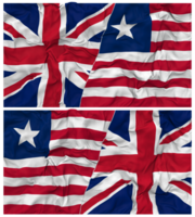 Liberia and United Kingdom Half Combined Flags Background with Cloth Bump Texture, Bilateral Relations, Peace and Conflict, 3D Rendering png