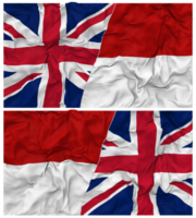 Monaco and United Kingdom Half Combined Flags Background with Cloth Bump Texture, Bilateral Relations, Peace and Conflict, 3D Rendering png