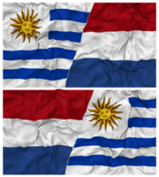Netherlands and Uruguay Half Combined Flags Background with Cloth Bump Texture, Bilateral Relations, Peace and Conflict, 3D Rendering png