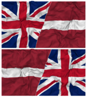 Latvia and United Kingdom Half Combined Flags Background with Cloth Bump Texture, Bilateral Relations, Peace and Conflict, 3D Rendering png