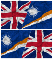 Marshall Islands and United Kingdom Half Combined Flags Background with Cloth Bump Texture, Bilateral Relations, Peace and Conflict, 3D Rendering png