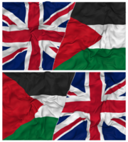 Palestina e Unidos reino metade combinado bandeiras fundo com pano colisão textura, bilateral relações, Paz e conflito, 3d Renderização png