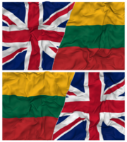 Lithuania and United Kingdom Half Combined Flags Background with Cloth Bump Texture, Bilateral Relations, Peace and Conflict, 3D Rendering png