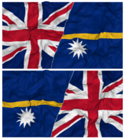 Nauru and United Kingdom Half Combined Flags Background with Cloth Bump Texture, Bilateral Relations, Peace and Conflict, 3D Rendering png