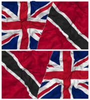 Trinidad et Tobago et uni Royaume moitié combiné drapeaux Contexte avec tissu bosse texture, bilatéral rapports, paix et conflit, 3d le rendu png