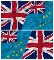 Tuvalu and United Kingdom Half Combined Flags Background with Cloth Bump Texture, Bilateral Relations, Peace and Conflict, 3D Rendering png