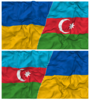 Aserbaidschan und Ukraine Hälfte kombiniert Flaggen Hintergrund mit Stoff stoßen Textur, bilateral Beziehungen, Frieden und Konflikt, 3d Rendern png