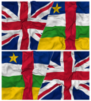 central africano república y unido Reino medio conjunto banderas antecedentes con paño bache textura, bilateral relaciones, paz y conflicto, 3d representación png