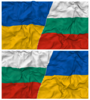 Bulgarie et Ukraine moitié combiné drapeaux Contexte avec tissu bosse texture, bilatéral rapports, paix et conflit, 3d le rendu png