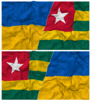 Togo and Ukraine Half Combined Flags Background with Cloth Bump Texture, Bilateral Relations, Peace and Conflict, 3D Rendering png