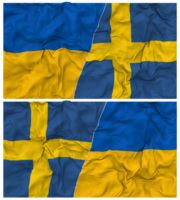 Sweden and Ukraine Half Combined Flags Background with Cloth Bump Texture, Bilateral Relations, Peace and Conflict, 3D Rendering png