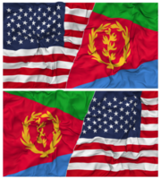 Eritrea and United States Half Combined Flags Background with Cloth Bump Texture, Bilateral Relations, Peace and Conflict, 3D Rendering png