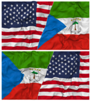 Equatorial Guinea and United States Half Combined Flags Background with Cloth Bump Texture, Bilateral Relations, Peace and Conflict, 3D Rendering png