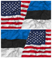 Estonia and United States Half Combined Flags Background with Cloth Bump Texture, Bilateral Relations, Peace and Conflict, 3D Rendering png