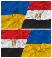 Egypte et Ukraine moitié combiné drapeaux Contexte avec tissu bosse texture, bilatéral rapports, paix et conflit, 3d le rendu png