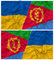 Eritrea and Ukraine Half Combined Flags Background with Cloth Bump Texture, Bilateral Relations, Peace and Conflict, 3D Rendering png