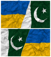 Pakistan and Ukraine Half Combined Flags Background with Cloth Bump Texture, Bilateral Relations, Peace and Conflict, 3D Rendering png