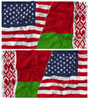 Belarus and United States Half Combined Flags Background with Cloth Bump Texture, Bilateral Relations, Peace and Conflict, 3D Rendering png