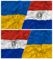 paraguay y Ucrania medio conjunto banderas antecedentes con paño bache textura, bilateral relaciones, paz y conflicto, 3d representación png