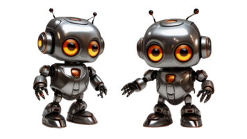 twee industrieel klein robots staand robot met transparant achtergrond png