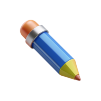 3D Pencil Rendering with Eraser on Transparent Background png