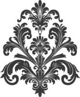 Silhouette Baroque ornament with filigree floral element black color only vector