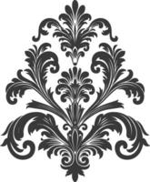 Silhouette Baroque ornament with filigree floral element black color only vector