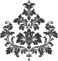 Silhouette Baroque ornament with filigree floral element black color only vector