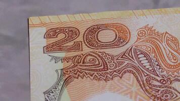 20 Kina papua nuovo Guinea nazionale moneta legale tenero banconota conto vicino su 6 video