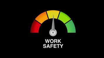 Bad work safety meter level dial scale motion graphics 2d animation black video