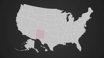 New Mexico blinking red USA map motion graphics animation video