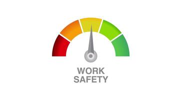 Bad work safety meter level dial scale motion graphics 2d animation white video