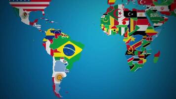 Argentina with flag country nation outline world map motion graphics animation video