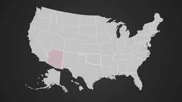 Arizona lampeggiante rosso Stati Uniti d'America carta geografica movimento grafica animazione video