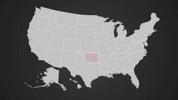 Oklahoma blinking red USA map motion graphics animation video