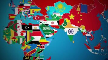 India con bandera país nación contorno mundo mapa movimiento gráficos animación video